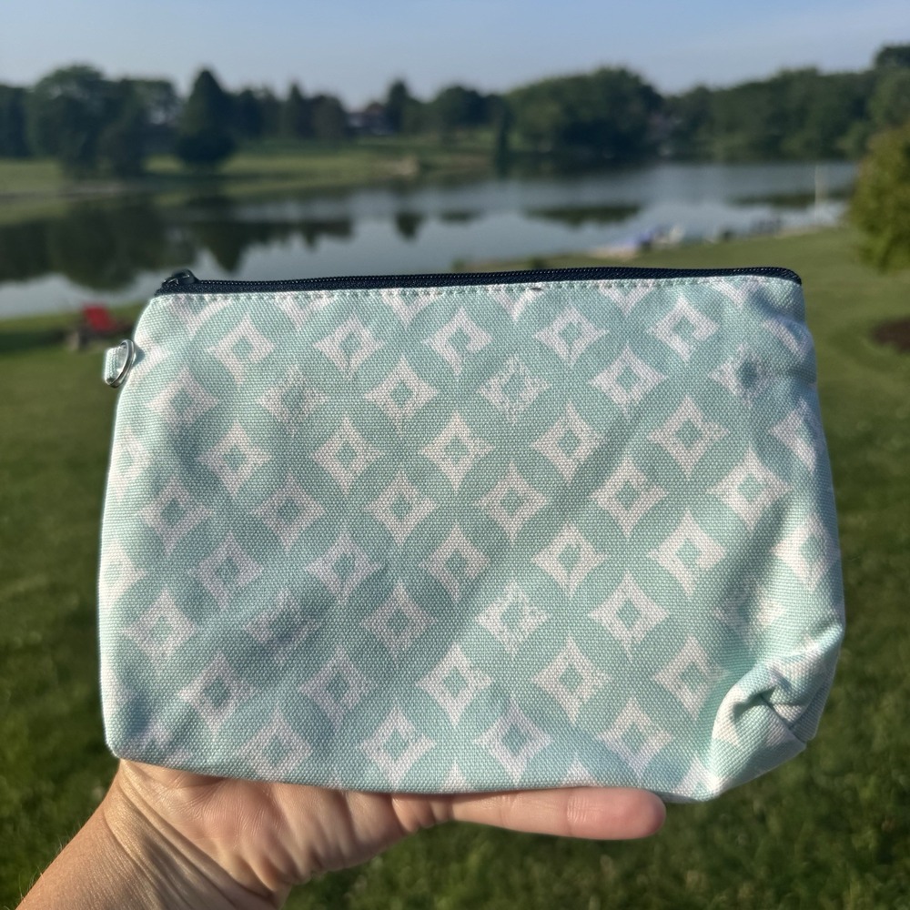Thirty-One 31 Mini Zipper Pouch ~ Sparkling Squares Print NWOT